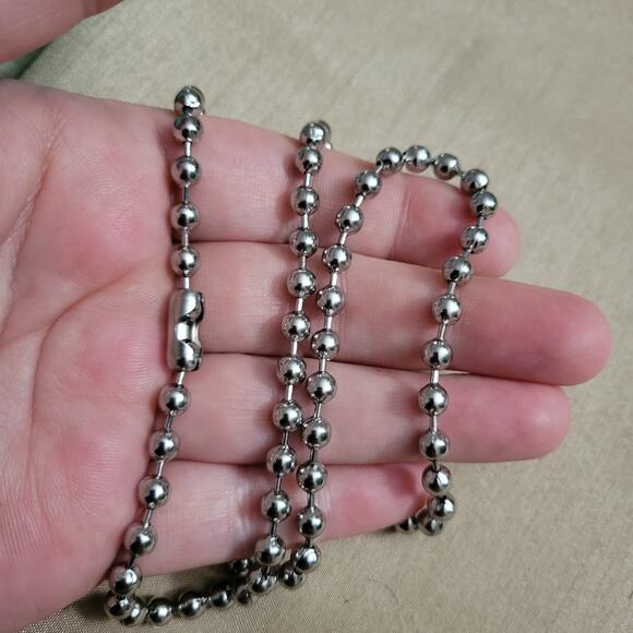 Women's 5mm thick stainless steel silver ball chain necklace y2k 90s - Picture 1 of 1
